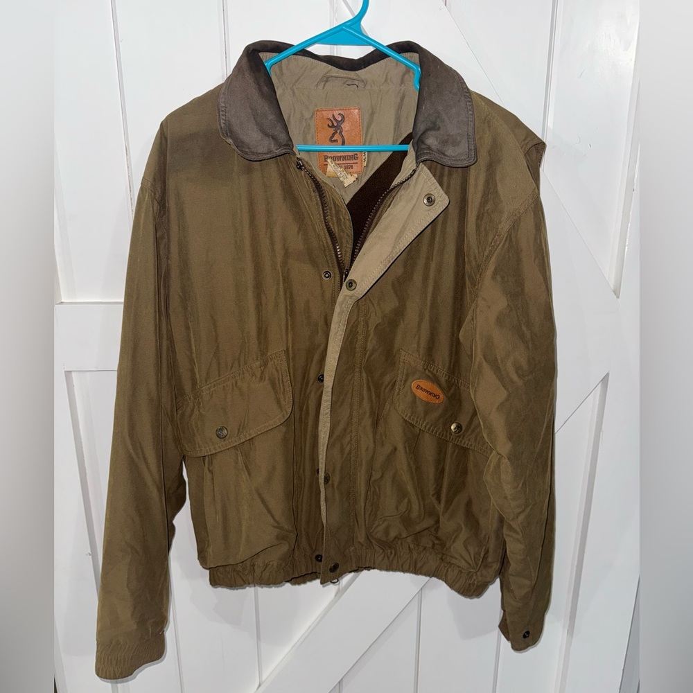 VINTAGE BROWNING FLEECE LINED BOMBER JACKET. OUTDOORS HUNTING‎ SPORTSMAN. SIZE M